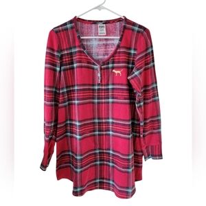 Pink Victorias Secret Red Plaid Sleep Tunic Top